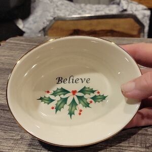 Lenox "Believe" Holiday Oval Dish/ Soap Dish, Trinket, EUC